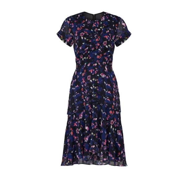 Jason Wu x RTR Navy Floral Ruched Dress - Size 2 - Picture 2 of 8